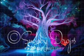 Snobby Drops Alien World Tree Neon Other Worldly Fabric Backdrop Made