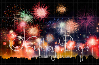 And the Rockets' Red Glare Fireworks Fabric Backdrop-Fabric Photography Backdrop-Snobby Drops Fabric Backdrops for Photography, Exclusive Designs by Tara Mapes Photography, Enchanted Eye Creations by Tara Mapes, photography backgrounds, photography backdrops, fast shipping, US backdrops, cheap photography backdrops