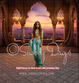 Arabian Palace Balcony Rubber Backed Floor-Floor-Snobby Drops Fabric Backdrops for Photography, Exclusive Designs by Tara Mapes Photography, Enchanted Eye Creations by Tara Mapes, photography backgrounds, photography backdrops, fast shipping, US backdrops, cheap photography backdrops