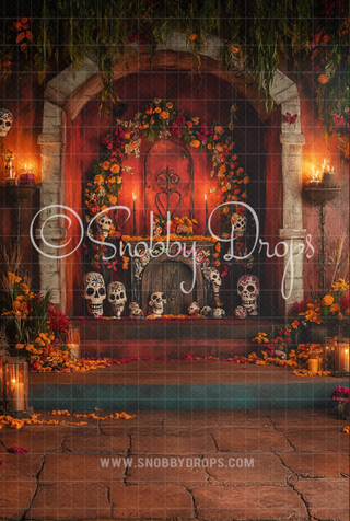 Arch Dia de los Muertos Fabric Backdrop Sweep-Fabric Photography Sweep-Snobby Drops Fabric Backdrops for Photography, Exclusive Designs by Tara Mapes Photography, Enchanted Eye Creations by Tara Mapes, photography backgrounds, photography backdrops, fast shipping, US backdrops, cheap photography backdrops