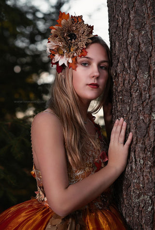 Autumn FlowerFall Headpiece Double Sided-Accessories-Snobby Drops Fabric Backdrops for Photography, Exclusive Designs by Tara Mapes Photography, Enchanted Eye Creations by Tara Mapes, photography backgrounds, photography backdrops, fast shipping, US backdrops, cheap photography backdrops