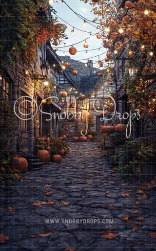 Autumn Town Fabric Backdrop Sweep-Fabric Photography Sweep-Snobby Drops Fabric Backdrops for Photography, Exclusive Designs by Tara Mapes Photography, Enchanted Eye Creations by Tara Mapes, photography backgrounds, photography backdrops, fast shipping, US backdrops, cheap photography backdrops