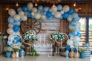 Balloons and Barrels Rustic Fabric Photography Backdrop-Fabric Photography Backdrop-Snobby Drops Fabric Backdrops for Photography, Exclusive Designs by Tara Mapes Photography, Enchanted Eye Creations by Tara Mapes, photography backgrounds, photography backdrops, fast shipping, US backdrops, cheap photography backdrops