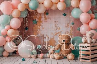 Balloons and Bears Fabric Photography Backdrop-Fabric Photography Backdrop-Snobby Drops Fabric Backdrops for Photography, Exclusive Designs by Tara Mapes Photography, Enchanted Eye Creations by Tara Mapes, photography backgrounds, photography backdrops, fast shipping, US backdrops, cheap photography backdrops