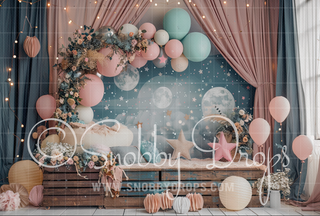 Balloons and Stars Rustic Fabric Photography Backdrop-Fabric Photography Backdrop-Snobby Drops Fabric Backdrops for Photography, Exclusive Designs by Tara Mapes Photography, Enchanted Eye Creations by Tara Mapes, photography backgrounds, photography backdrops, fast shipping, US backdrops, cheap photography backdrops