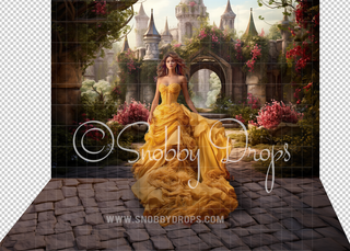 Belle's Garden Paver Stones Rubber Backed Floor-Floor-Snobby Drops Fabric Backdrops for Photography, Exclusive Designs by Tara Mapes Photography, Enchanted Eye Creations by Tara Mapes, photography backgrounds, photography backdrops, fast shipping, US backdrops, cheap photography backdrops