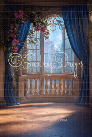 Belle's Princess Balcony Path Fabric Backdrop Sweep-Fabric Photography Sweep-Snobby Drops Fabric Backdrops for Photography, Exclusive Designs by Tara Mapes Photography, Enchanted Eye Creations by Tara Mapes, photography backgrounds, photography backdrops, fast shipping, US backdrops, cheap photography backdrops