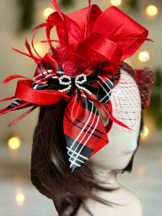 Big Bow Satin Christmas Fascinator-Accessories-Snobby Drops Fabric Backdrops for Photography, Exclusive Designs by Tara Mapes Photography, Enchanted Eye Creations by Tara Mapes, photography backgrounds, photography backdrops, fast shipping, US backdrops, cheap photography backdrops