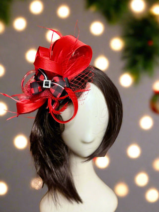 Big Bow Satin Christmas Fascinator-Accessories-Snobby Drops Fabric Backdrops for Photography, Exclusive Designs by Tara Mapes Photography, Enchanted Eye Creations by Tara Mapes, photography backgrounds, photography backdrops, fast shipping, US backdrops, cheap photography backdrops