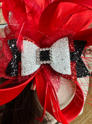 Big Bow Satin Christmas Fascinator-Accessories-Snobby Drops Fabric Backdrops for Photography, Exclusive Designs by Tara Mapes Photography, Enchanted Eye Creations by Tara Mapes, photography backgrounds, photography backdrops, fast shipping, US backdrops, cheap photography backdrops