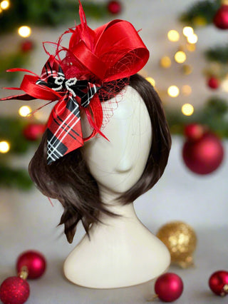 Big Bow Satin Christmas Fascinator-Accessories-Snobby Drops Fabric Backdrops for Photography, Exclusive Designs by Tara Mapes Photography, Enchanted Eye Creations by Tara Mapes, photography backgrounds, photography backdrops, fast shipping, US backdrops, cheap photography backdrops