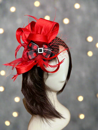 Big Bow Satin Christmas Fascinator-Accessories-Snobby Drops Fabric Backdrops for Photography, Exclusive Designs by Tara Mapes Photography, Enchanted Eye Creations by Tara Mapes, photography backgrounds, photography backdrops, fast shipping, US backdrops, cheap photography backdrops