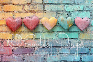 Big Candy Hearts Painted Wall Fabric Backdrop-Fabric Photography Backdrop-Snobby Drops Fabric Backdrops for Photography, Exclusive Designs by Tara Mapes Photography, Enchanted Eye Creations by Tara Mapes, photography backgrounds, photography backdrops, fast shipping, US backdrops, cheap photography backdrops