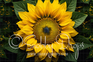 Big Sunflower Fabric Wee Drop-Fabric Photography Backdrop-Snobby Drops Fabric Backdrops for Photography, Exclusive Designs by Tara Mapes Photography, Enchanted Eye Creations by Tara Mapes, photography backgrounds, photography backdrops, fast shipping, US backdrops, cheap photography backdrops