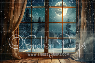 Big Winter Window Fabric Backdrop-Fabric Photography Backdrop-Snobby Drops Fabric Backdrops for Photography, Exclusive Designs by Tara Mapes Photography, Enchanted Eye Creations by Tara Mapes, photography backgrounds, photography backdrops, fast shipping, US backdrops, cheap photography backdrops