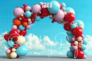 Birthday Balloon Arch Backdrop-Fabric Photography Backdrop-Snobby Drops Fabric Backdrops for Photography, Exclusive Designs by Tara Mapes Photography, Enchanted Eye Creations by Tara Mapes, photography backgrounds, photography backdrops, fast shipping, US backdrops, cheap photography backdrops