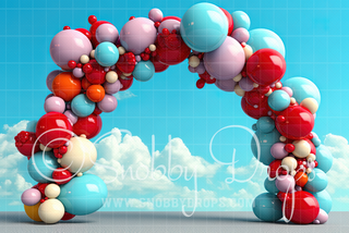 Birthday Balloon Arch Backdrop-Fabric Photography Backdrop-Snobby Drops Fabric Backdrops for Photography, Exclusive Designs by Tara Mapes Photography, Enchanted Eye Creations by Tara Mapes, photography backgrounds, photography backdrops, fast shipping, US backdrops, cheap photography backdrops