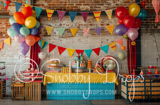 Birthday Set Fabric Backdrop-Fabric Photography Backdrop-Snobby Drops Fabric Backdrops for Photography, Exclusive Designs by Tara Mapes Photography, Enchanted Eye Creations by Tara Mapes, photography backgrounds, photography backdrops, fast shipping, US backdrops, cheap photography backdrops