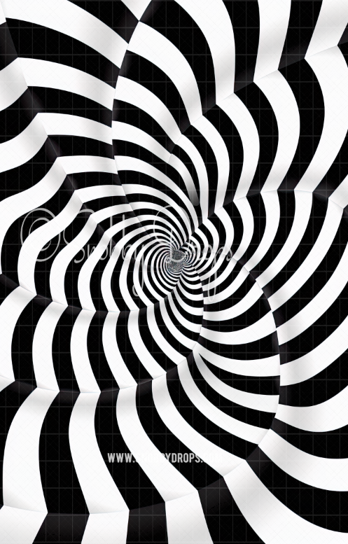 Black and White Spiral Shell Fabric Backdrop Sweep by Snobby Drops