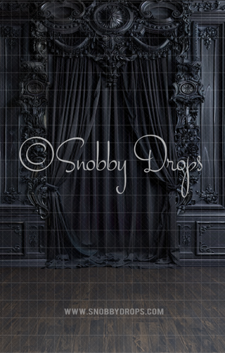 Black Gothic Baroque Door Backdrop Sweep-Fabric Photography Sweep-Snobby Drops Fabric Backdrops for Photography, Exclusive Designs by Tara Mapes Photography, Enchanted Eye Creations by Tara Mapes, photography backgrounds, photography backdrops, fast shipping, US backdrops, cheap photography backdrops