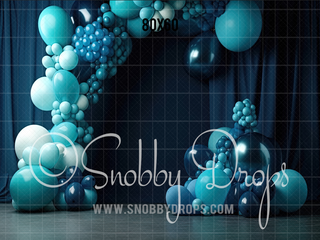 Blue Balloon Arch Fabric Backdrop-Fabric Photography Backdrop-Snobby Drops Fabric Backdrops for Photography, Exclusive Designs by Tara Mapes Photography, Enchanted Eye Creations by Tara Mapes, photography backgrounds, photography backdrops, fast shipping, US backdrops, cheap photography backdrops