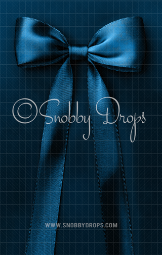 Blue Bow and Ribbon Fabric Backdrop Sweep-Fabric Photography Sweep-Snobby Drops Fabric Backdrops for Photography, Exclusive Designs by Tara Mapes Photography, Enchanted Eye Creations by Tara Mapes, photography backgrounds, photography backdrops, fast shipping, US backdrops, cheap photography backdrops