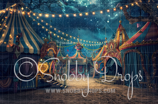 Blue Circus Tents Fabric Backdrop-Fabric Photography Backdrop-Snobby Drops Fabric Backdrops for Photography, Exclusive Designs by Tara Mapes Photography, Enchanted Eye Creations by Tara Mapes, photography backgrounds, photography backdrops, fast shipping, US backdrops, cheap photography backdrops