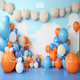 Blue Dog Cake Smash Fabric Backdrop-Fabric Photography Backdrop-Snobby Drops Fabric Backdrops for Photography, Exclusive Designs by Tara Mapes Photography, Enchanted Eye Creations by Tara Mapes, photography backgrounds, photography backdrops, fast shipping, US backdrops, cheap photography backdrops