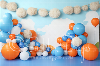 Blue Dog Cake Smash Fabric Tot Drop-Fabric Photography Tot Drop-Snobby Drops Fabric Backdrops for Photography, Exclusive Designs by Tara Mapes Photography, Enchanted Eye Creations by Tara Mapes, photography backgrounds, photography backdrops, fast shipping, US backdrops, cheap photography backdrops