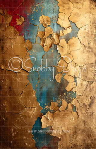Blue Red and Gold Foil Painterly Fine Art Fabric Backdrop Sweep-Fabric Photography Sweep-Snobby Drops Fabric Backdrops for Photography, Exclusive Designs by Tara Mapes Photography, Enchanted Eye Creations by Tara Mapes, photography backgrounds, photography backdrops, fast shipping, US backdrops, cheap photography backdrops