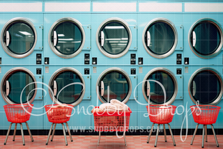 Blue Retro Washing Machines Fabric Backdrop-Fabric Photography Backdrop-Snobby Drops Fabric Backdrops for Photography, Exclusive Designs by Tara Mapes Photography, Enchanted Eye Creations by Tara Mapes, photography backgrounds, photography backdrops, fast shipping, US backdrops, cheap photography backdrops