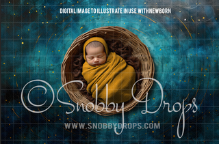 Blue Sky and Yellow Lights Newborn Fabric Wee Drop-Fabric Photography Backdrop-Snobby Drops Fabric Backdrops for Photography, Exclusive Designs by Tara Mapes Photography, Enchanted Eye Creations by Tara Mapes, photography backgrounds, photography backdrops, fast shipping, US backdrops, cheap photography backdrops
