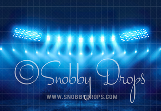 Blue Smoky Lights Sports Fabric Backdrop-Fabric Photography Backdrop-Snobby Drops Fabric Backdrops for Photography, Exclusive Designs by Tara Mapes Photography, Enchanted Eye Creations by Tara Mapes, photography backgrounds, photography backdrops, fast shipping, US backdrops, cheap photography backdrops