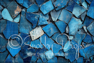 Blue Square Rocks Fine Art Texture Fine Art Fabric Backdrop-Fabric Photography Backdrop-Snobby Drops Fabric Backdrops for Photography, Exclusive Designs by Tara Mapes Photography, Enchanted Eye Creations by Tara Mapes, photography backgrounds, photography backdrops, fast shipping, US backdrops, cheap photography backdrops