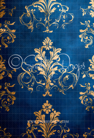 Blue Steampunk Victorian Baroque Texture Fine Art Fabric Backdrop Sweep-Fabric Photography Sweep-Snobby Drops Fabric Backdrops for Photography, Exclusive Designs by Tara Mapes Photography, Enchanted Eye Creations by Tara Mapes, photography backgrounds, photography backdrops, fast shipping, US backdrops, cheap photography backdrops