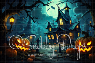 Boo-tiful Halloween Town Fabric Backdrop-Fabric Photography Backdrop-Snobby Drops Fabric Backdrops for Photography, Exclusive Designs by Tara Mapes Photography, Enchanted Eye Creations by Tara Mapes, photography backgrounds, photography backdrops, fast shipping, US backdrops, cheap photography backdrops