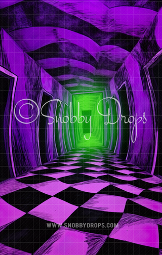 Bug Juice Purple Afterlife Hallway Fabric Backdrop Sweep-Fabric Photography Sweep-Snobby Drops Fabric Backdrops for Photography, Exclusive Designs by Tara Mapes Photography, Enchanted Eye Creations by Tara Mapes, photography backgrounds, photography backdrops, fast shipping, US backdrops, cheap photography backdrops