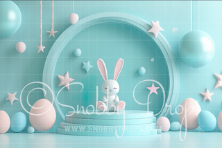 Bunny and Balloons Fabric Backdrop-Fabric Photography Backdrop-Snobby Drops Fabric Backdrops for Photography, Exclusive Designs by Tara Mapes Photography, Enchanted Eye Creations by Tara Mapes, photography backgrounds, photography backdrops, fast shipping, US backdrops, cheap photography backdrops