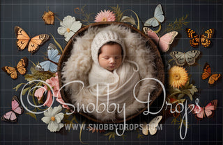 Butterfly Newborn Rubber Backed Floor Wee Drop-Newborn Rubber Backed Photography Floor-Snobby Drops Fabric Backdrops for Photography, Exclusive Designs by Tara Mapes Photography, Enchanted Eye Creations by Tara Mapes, photography backgrounds, photography backdrops, fast shipping, US backdrops, cheap photography backdrops