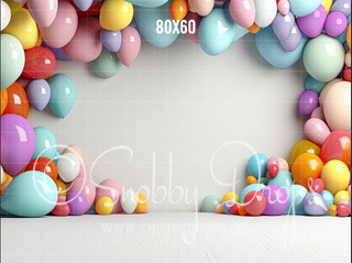 Cake Smash Balloons Fabric Backdrop-Fabric Photography Backdrop-Snobby Drops Fabric Backdrops for Photography, Exclusive Designs by Tara Mapes Photography, Enchanted Eye Creations by Tara Mapes, photography backgrounds, photography backdrops, fast shipping, US backdrops, cheap photography backdrops