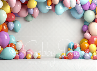 Cake Smash Balloons Fabric Backdrop-Fabric Photography Backdrop-Snobby Drops Fabric Backdrops for Photography, Exclusive Designs by Tara Mapes Photography, Enchanted Eye Creations by Tara Mapes, photography backgrounds, photography backdrops, fast shipping, US backdrops, cheap photography backdrops