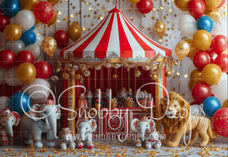 Cake Smash Circus Animals Fabric Backdrop-Fabric Photography Backdrop-Snobby Drops Fabric Backdrops for Photography, Exclusive Designs by Tara Mapes Photography, Enchanted Eye Creations by Tara Mapes, photography backgrounds, photography backdrops, fast shipping, US backdrops, cheap photography backdrops