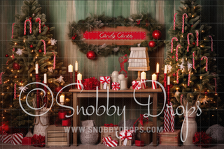 Candy Cane Corner Fabric Backdrop-Fabric Photography Backdrop-Snobby Drops Fabric Backdrops for Photography, Exclusive Designs by Tara Mapes Photography, Enchanted Eye Creations by Tara Mapes, photography backgrounds, photography backdrops, fast shipping, US backdrops, cheap photography backdrops