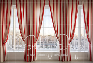 Candy Cane Drapes Winter Room Fabric Backdrop-Fabric Photography Backdrop-Snobby Drops Fabric Backdrops for Photography, Exclusive Designs by Tara Mapes Photography, Enchanted Eye Creations by Tara Mapes, photography backgrounds, photography backdrops, fast shipping, US backdrops, cheap photography backdrops