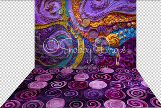 Candy Factory Candy Wall Fabric Backdrop-Fabric Photography Backdrop-Snobby Drops Fabric Backdrops for Photography, Exclusive Designs by Tara Mapes Photography, Enchanted Eye Creations by Tara Mapes, photography backgrounds, photography backdrops, fast shipping, US backdrops, cheap photography backdrops