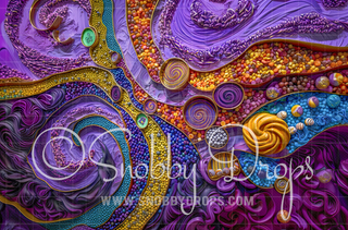 Candy Factory Candy Wall Fabric Backdrop-Fabric Photography Backdrop-Snobby Drops Fabric Backdrops for Photography, Exclusive Designs by Tara Mapes Photography, Enchanted Eye Creations by Tara Mapes, photography backgrounds, photography backdrops, fast shipping, US backdrops, cheap photography backdrops