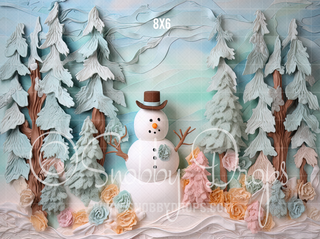 Candy Forest and Snowman Fabric Backdrop-Fabric Photography Backdrop-Snobby Drops Fabric Backdrops for Photography, Exclusive Designs by Tara Mapes Photography, Enchanted Eye Creations by Tara Mapes, photography backgrounds, photography backdrops, fast shipping, US backdrops, cheap photography backdrops