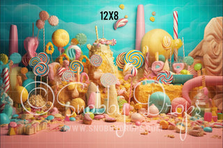 Candy Land Buffet Fabric Backdrop-Fabric Photography Backdrop-Snobby Drops Fabric Backdrops for Photography, Exclusive Designs by Tara Mapes Photography, Enchanted Eye Creations by Tara Mapes, photography backgrounds, photography backdrops, fast shipping, US backdrops, cheap photography backdrops