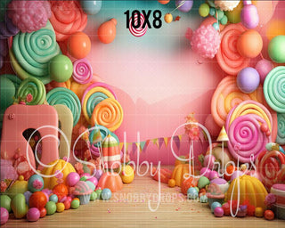 Candy Land Cake Smash Fabric Backdrop-Fabric Photography Backdrop-Snobby Drops Fabric Backdrops for Photography, Exclusive Designs by Tara Mapes Photography, Enchanted Eye Creations by Tara Mapes, photography backgrounds, photography backdrops, fast shipping, US backdrops, cheap photography backdrops