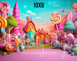 Candy Land Town Fabric Backdrop-Fabric Photography Backdrop-Snobby Drops Fabric Backdrops for Photography, Exclusive Designs by Tara Mapes Photography, Enchanted Eye Creations by Tara Mapes, photography backgrounds, photography backdrops, fast shipping, US backdrops, cheap photography backdrops